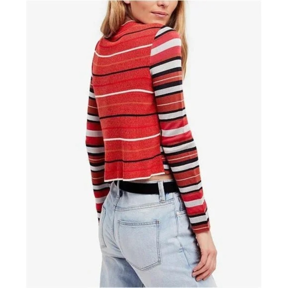 Free People New Age Mixed Striped Cropped Sweater